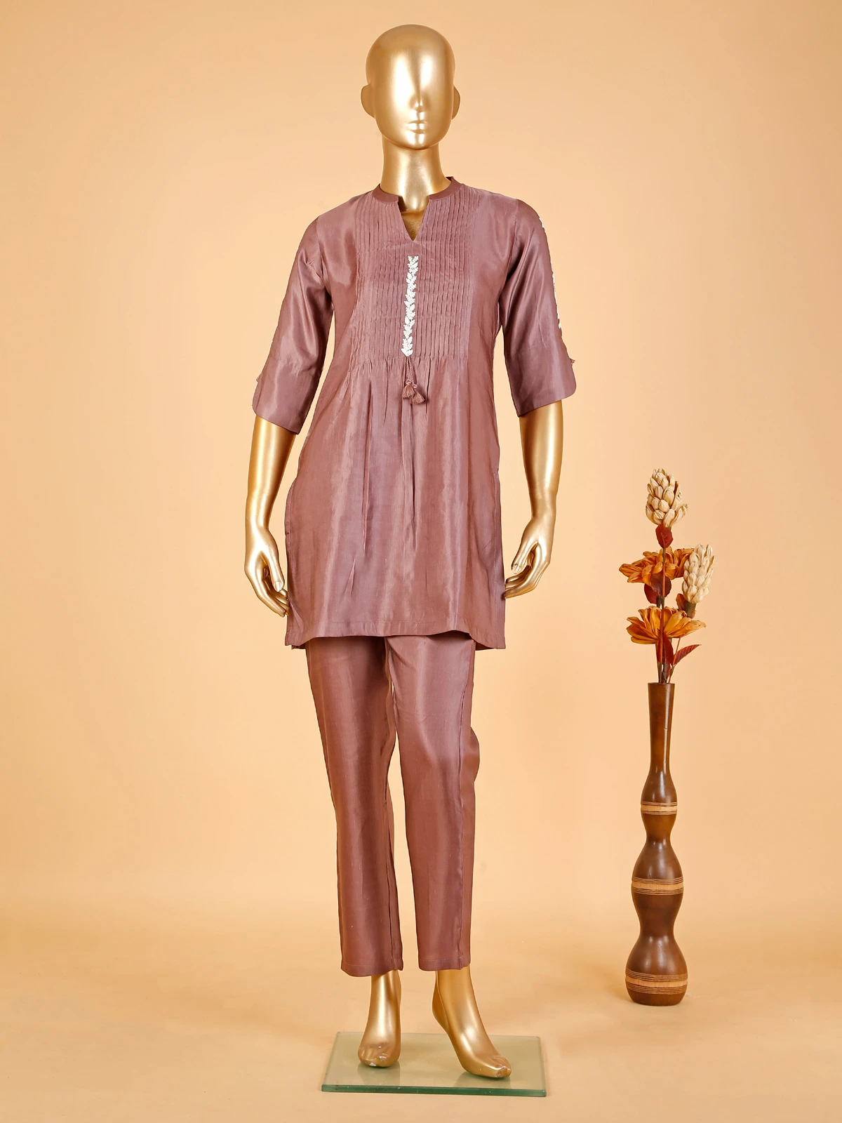 Latest Onion Pink Cotton Silk Co Ord Set