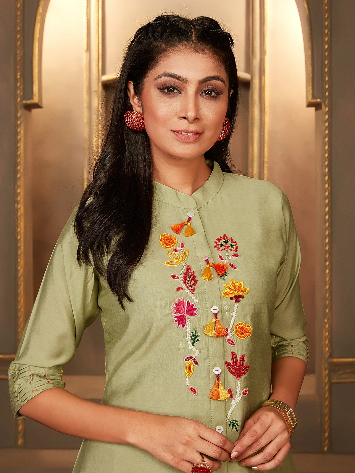 Latest Sage Green Modal Silk Co Ord Set