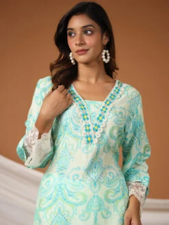 Latest Sea Green Cotton Co Ord Set -Saree Luxe Shop latest sea green cotton co ord set 1695979575as2797005 5