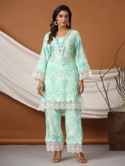 Latest Sea Green Cotton Co Ord Set -Saree Luxe Shop latest sea green cotton co ord set 1695979576as2797005 1