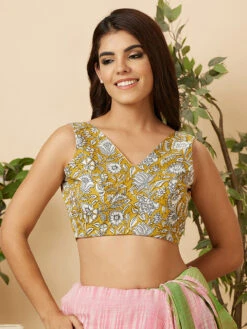 Latest Yellow Printed Blouse -Saree Luxe Shop latest yellow printed blouse 1704885022ssb4572 yllw 1