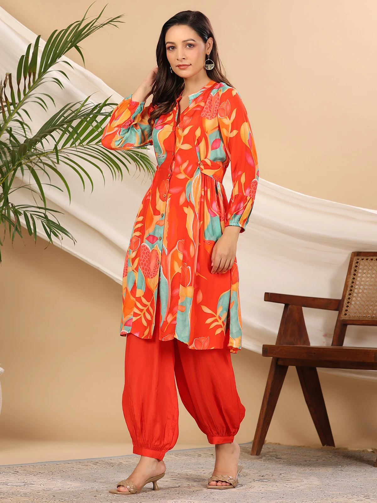 Lavish Red Printed Co Ord Set 4 Lavish Red Printed Co Ord Set - Image 4