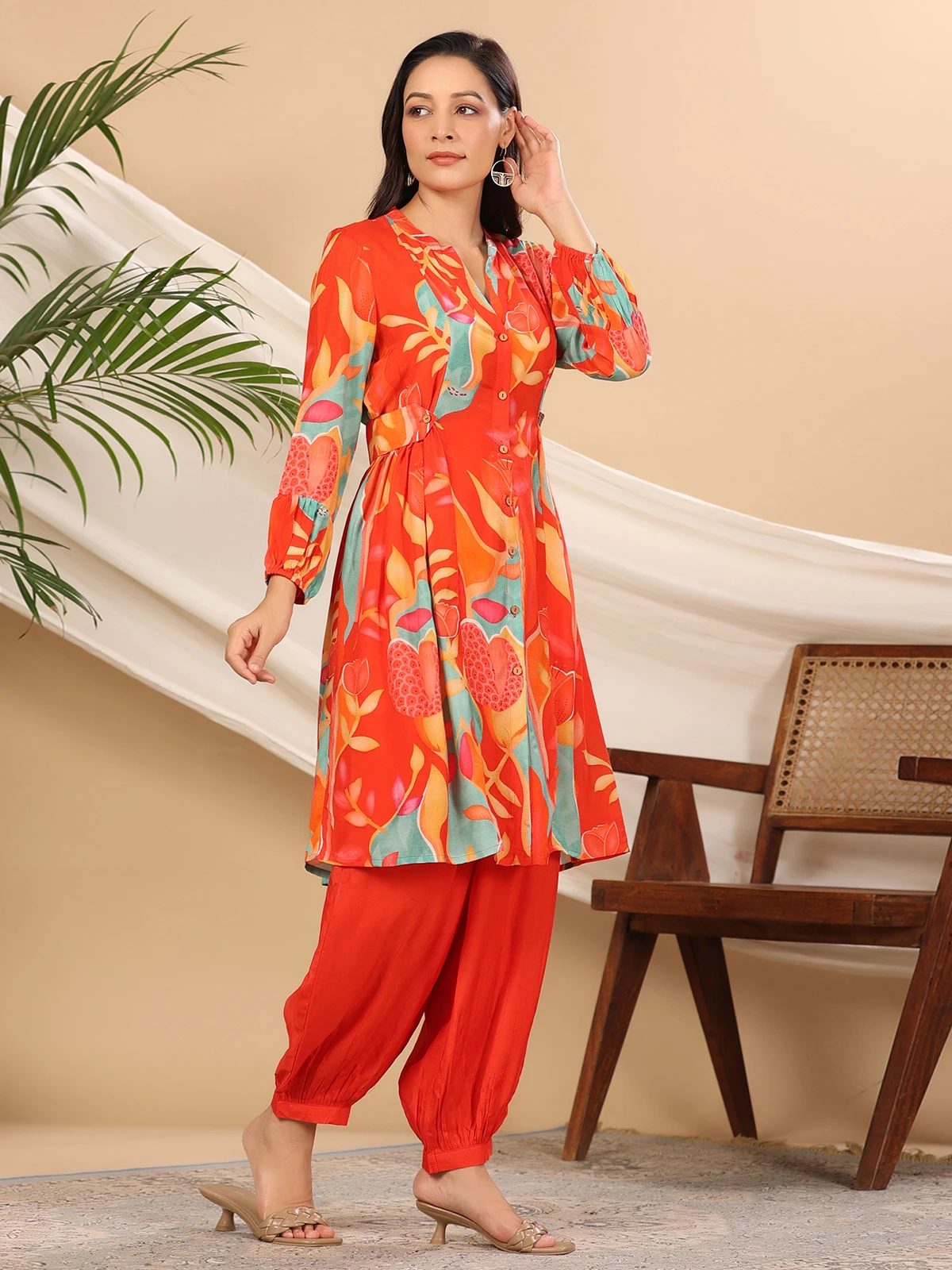 Lavish Red Printed Co Ord Set 2 Lavish Red Printed Co Ord Set - Image 2