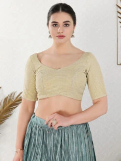 Light Yellow Polyester Ready Made Blouse