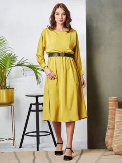 Lime Yellow Polyester Dress