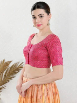 Magent Art Silk Blouse 6 Magent Art Silk Blouse -Saree Luxe Shop magent art silk blouse 1684125448x 1091 elb pink 4