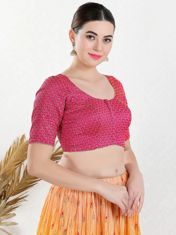 Magent Art Silk Blouse 2 Magent Art Silk Blouse - Image 2