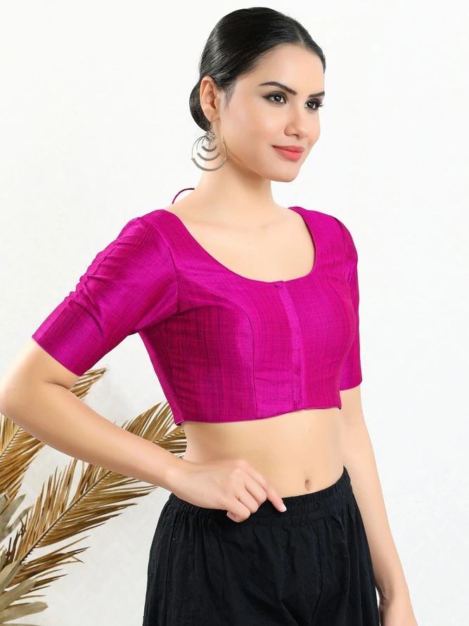 Magenta Art Silk Blouse 2 Magenta Art Silk Blouse - Image 2