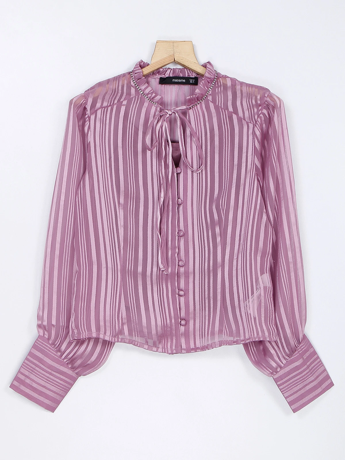 Mauve Pink Stripe Chiffon Top 3 Mauve Pink Stripe Chiffon Top - Image 3