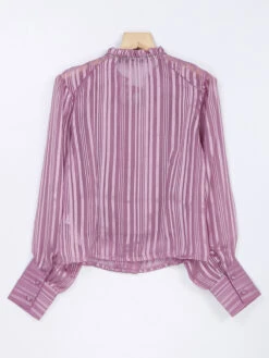 Mauve Pink Stripe Chiffon Top