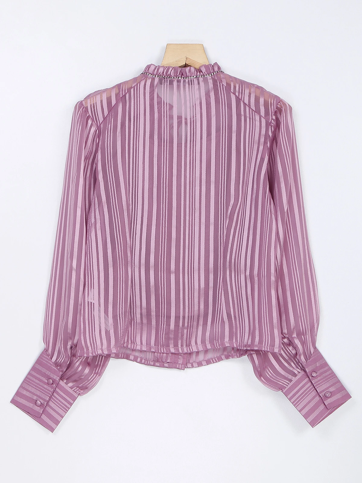 Mauve Pink Stripe Chiffon Top 1 Mauve Pink Stripe Chiffon Top