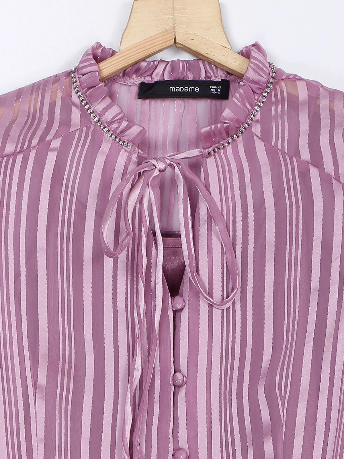 Mauve Pink Stripe Chiffon Top 2 Mauve Pink Stripe Chiffon Top - Image 2