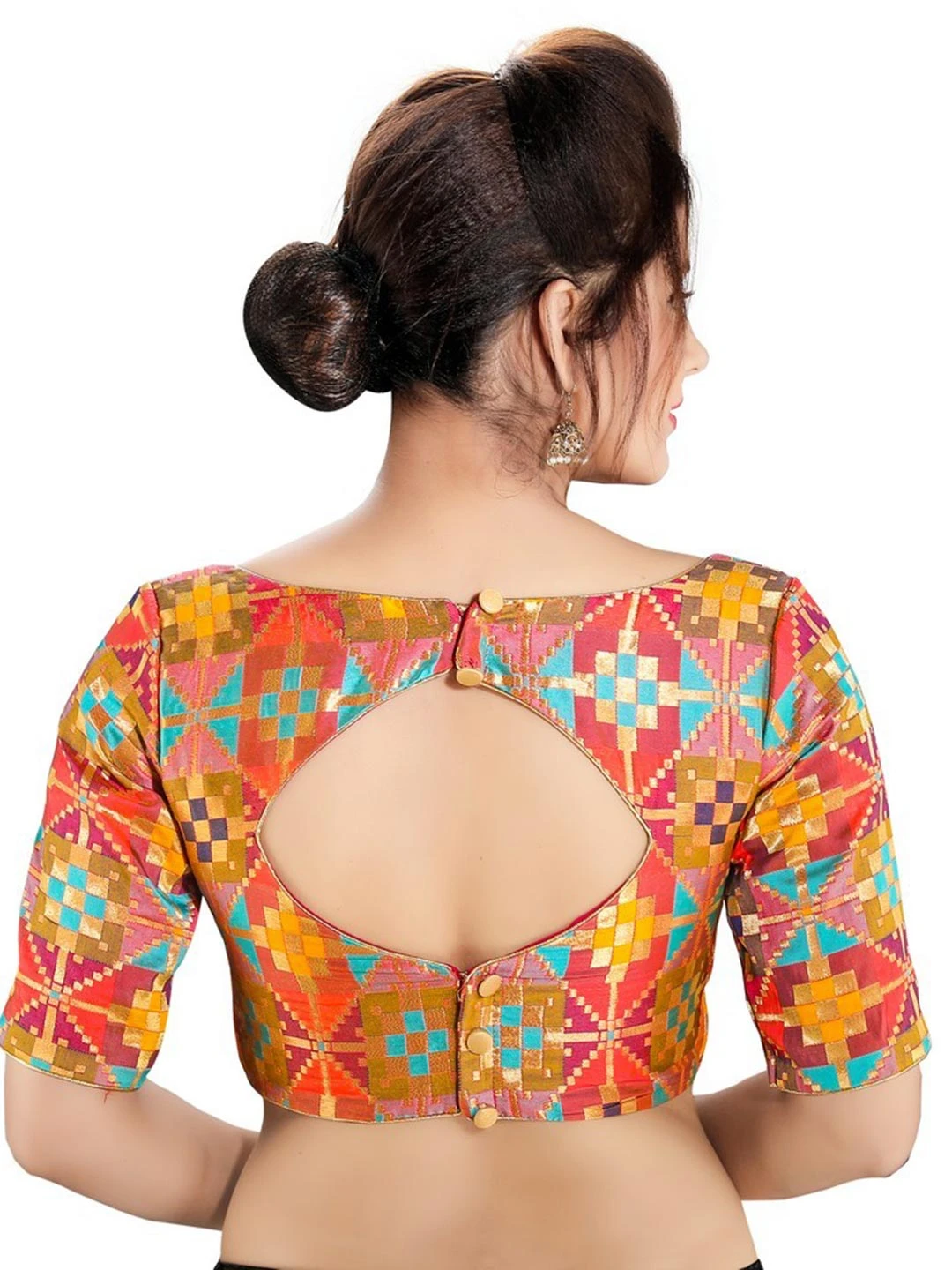 Multicolour Designer Cotton Silk Readymade Blouse 2 Multicolour Designer Cotton Silk Readymade Blouse - Image 2
