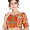 Multicolour Designer Cotton Silk Readymade Blouse
