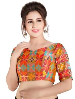 Multicolour Designer Cotton Silk Readymade Blouse