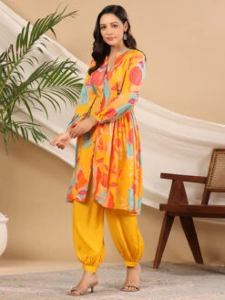 Mustard Yellow Printed Silk Co Ord Set 8 Mustard Yellow Printed Silk Co Ord Set -Saree Luxe Shop mustard yellow printed silk co ord set 1690882172as2718607 1