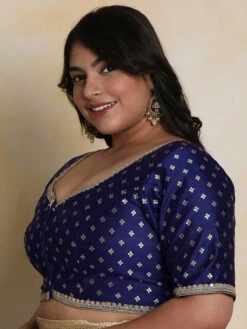 Navy Brocade Blouse -Saree Luxe Shop navy brocade blouse 1703071046plssb00006 nvbl 3