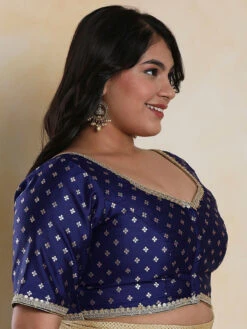 Navy Brocade Blouse