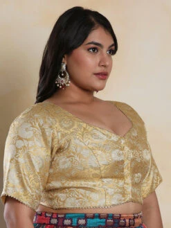 Newest Beige Brocade Blouse -Saree Luxe Shop newest beige brocade blouse 1703071253plssb00007 gold 4