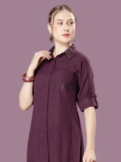 Newest Wine Linen Co Ord Set