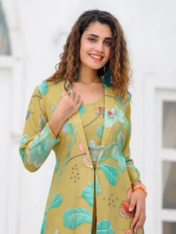 Olive Jacket Style Printed Co Ord Set -Saree Luxe Shop olive jacket style printed co ord set 1688641873as2704245 6