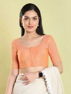 Orange Geometric Printed Blouse 8 Orange Geometric Printed Blouse -Saree Luxe Shop orange geometric printed blouse 1704960441ss rf 0013