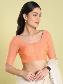 Orange Geometric Printed Blouse 7 Orange Geometric Printed Blouse -Saree Luxe Shop orange geometric printed blouse 1704960441ss rf 0013 1