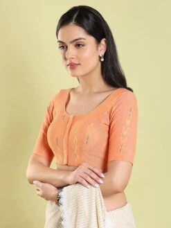 Orange Geometric Printed Blouse 9 Orange Geometric Printed Blouse -Saree Luxe Shop orange geometric printed blouse 1704960441ss rf 0013 2