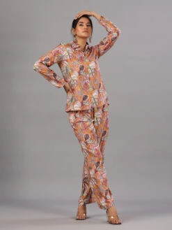 Orange Printed Co Ord Set