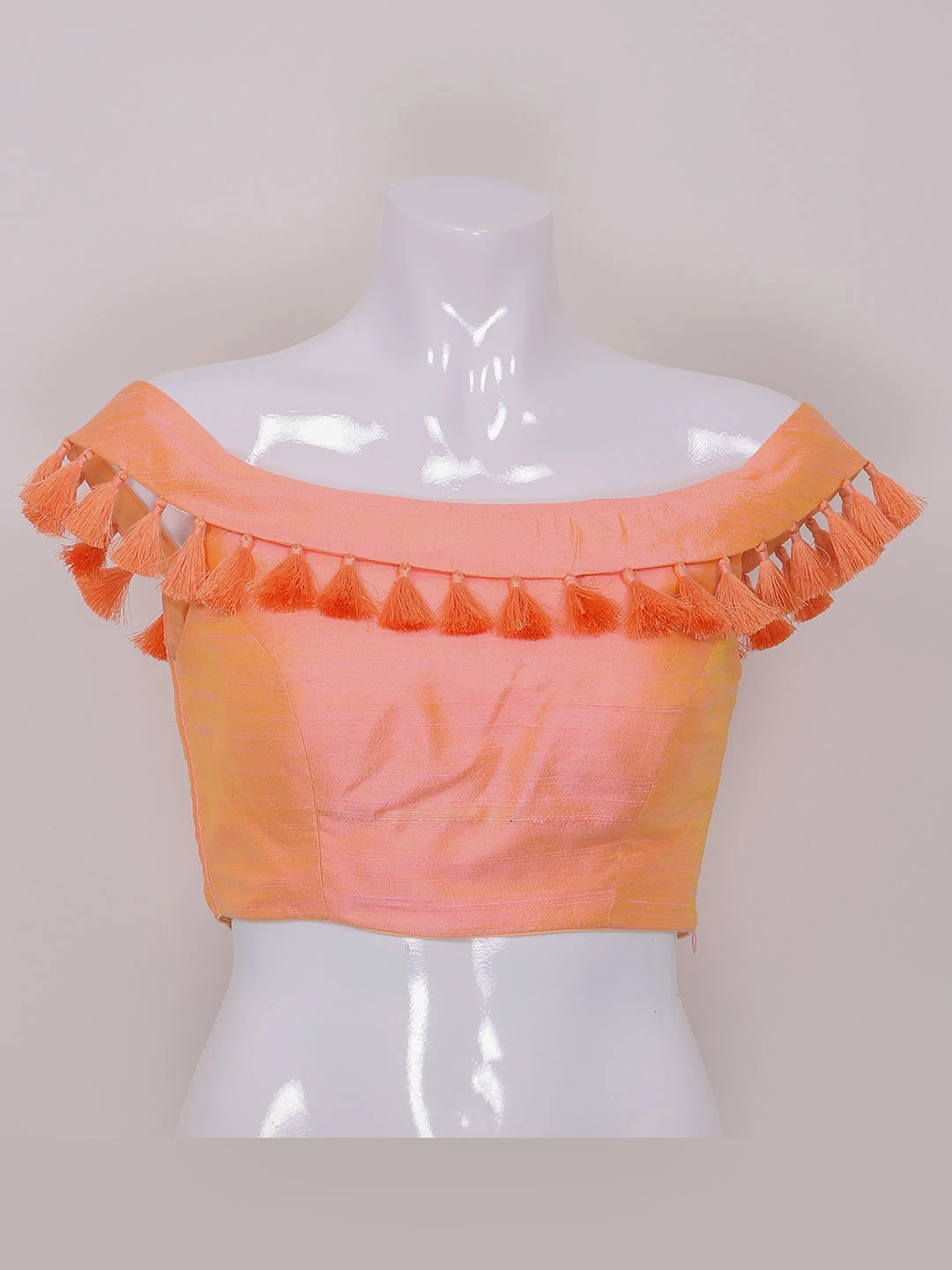 Peach Color Raw Silk Plain Ready Made Blouse 2 Peach Color Raw Silk Plain Ready Made Blouse - Image 2