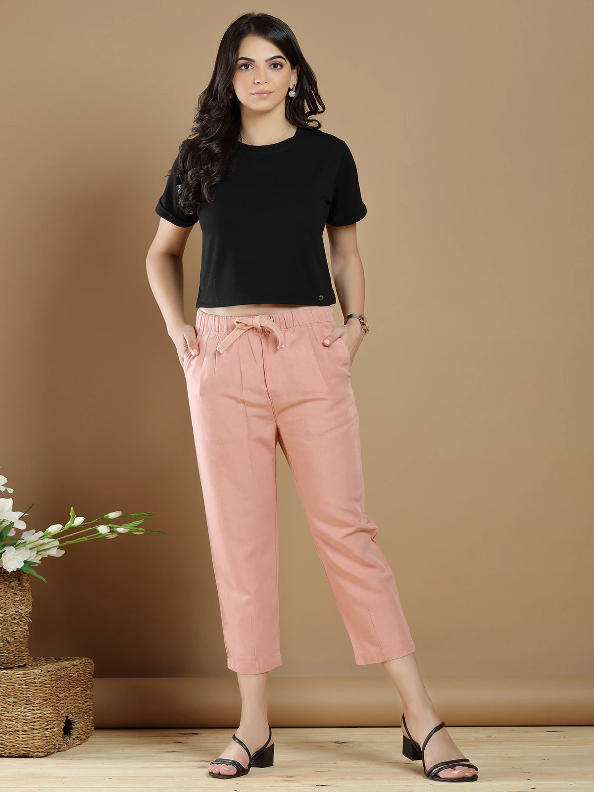 Peach Cotton Casual Wear Plain Pant 1 Peach Cotton Casual Wear Plain Pant