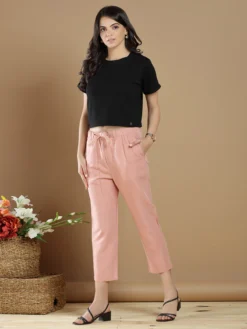 Peach Cotton Casual Wear Plain Pant 8 Peach Cotton Casual Wear Plain Pant -Saree Luxe Shop peach cotton casual wear plain pant 165483590423090 powder pink 2