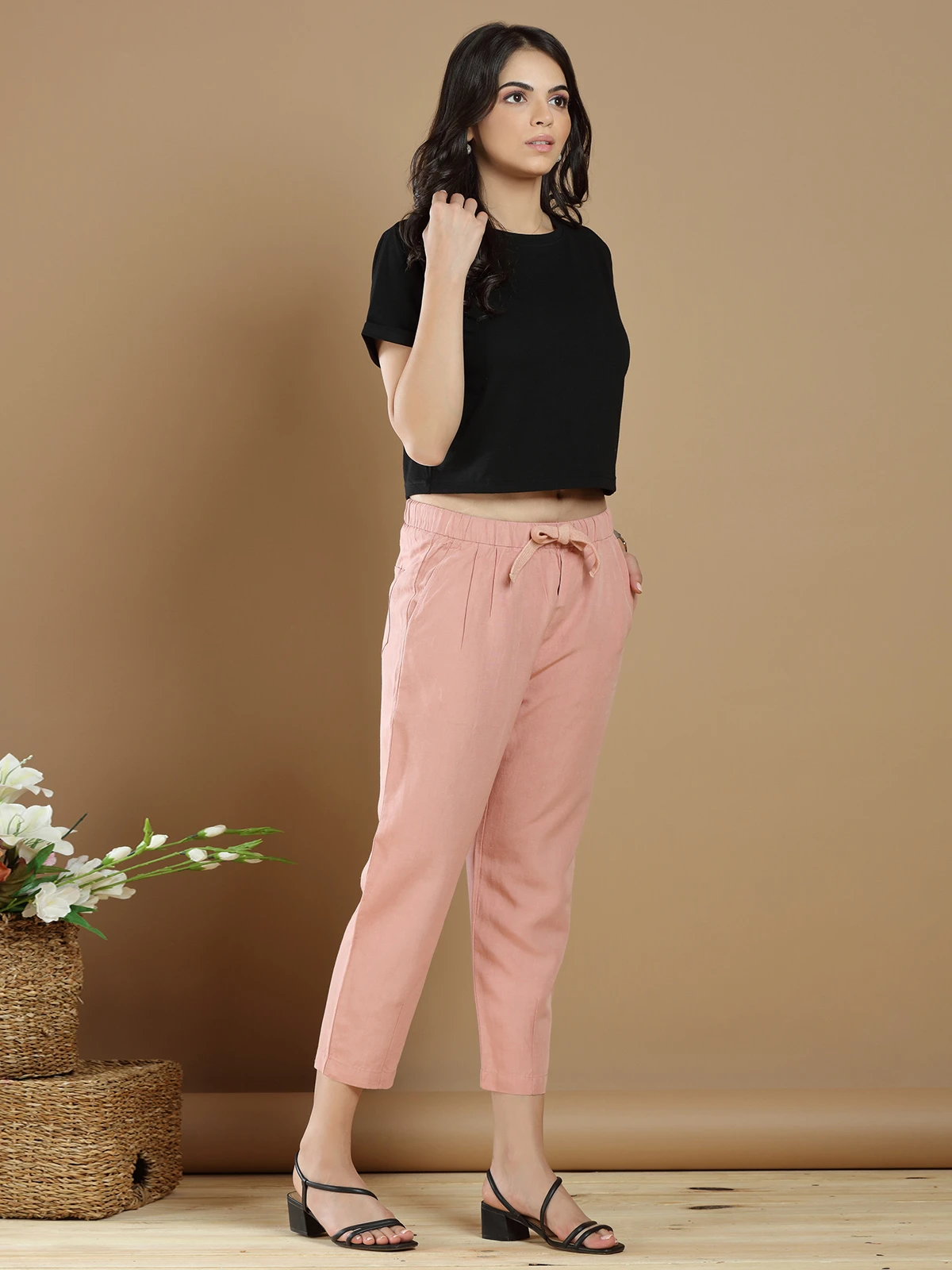 Peach Cotton Casual Wear Plain Pant 2 Peach Cotton Casual Wear Plain Pant - Image 2