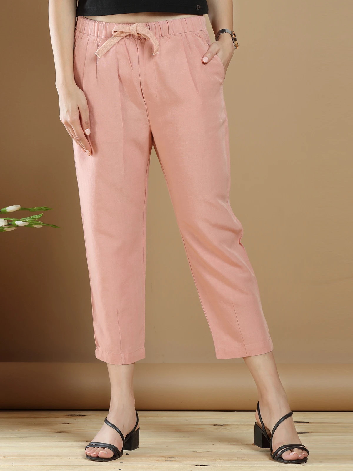 Peach Cotton Casual Wear Plain Pant 5 Peach Cotton Casual Wear Plain Pant - Image 5