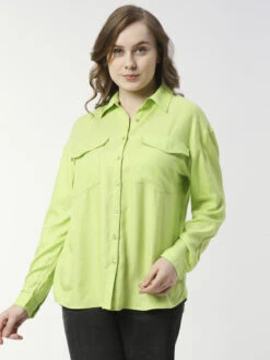 Pepe Jeans Neon Green Viscose Plain Shirt -Saree Luxe Shop pepe jeans neon green viscose plain shirt 1679118168pl304589 1 green