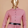 Pink Color Cotton Dress In Plain