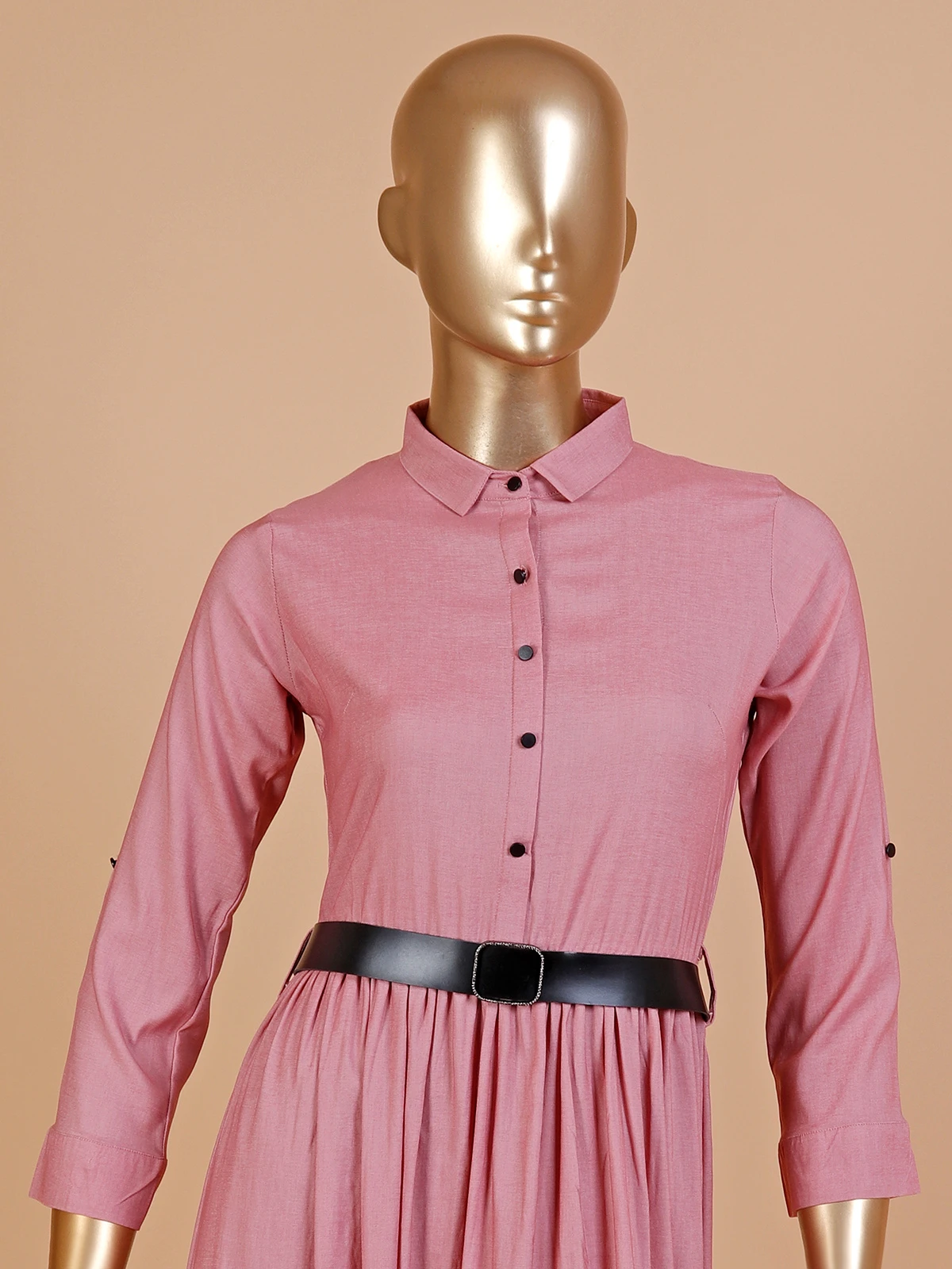 Pink Color Cotton Dress In Plain 1 Pink Color Cotton Dress In Plain