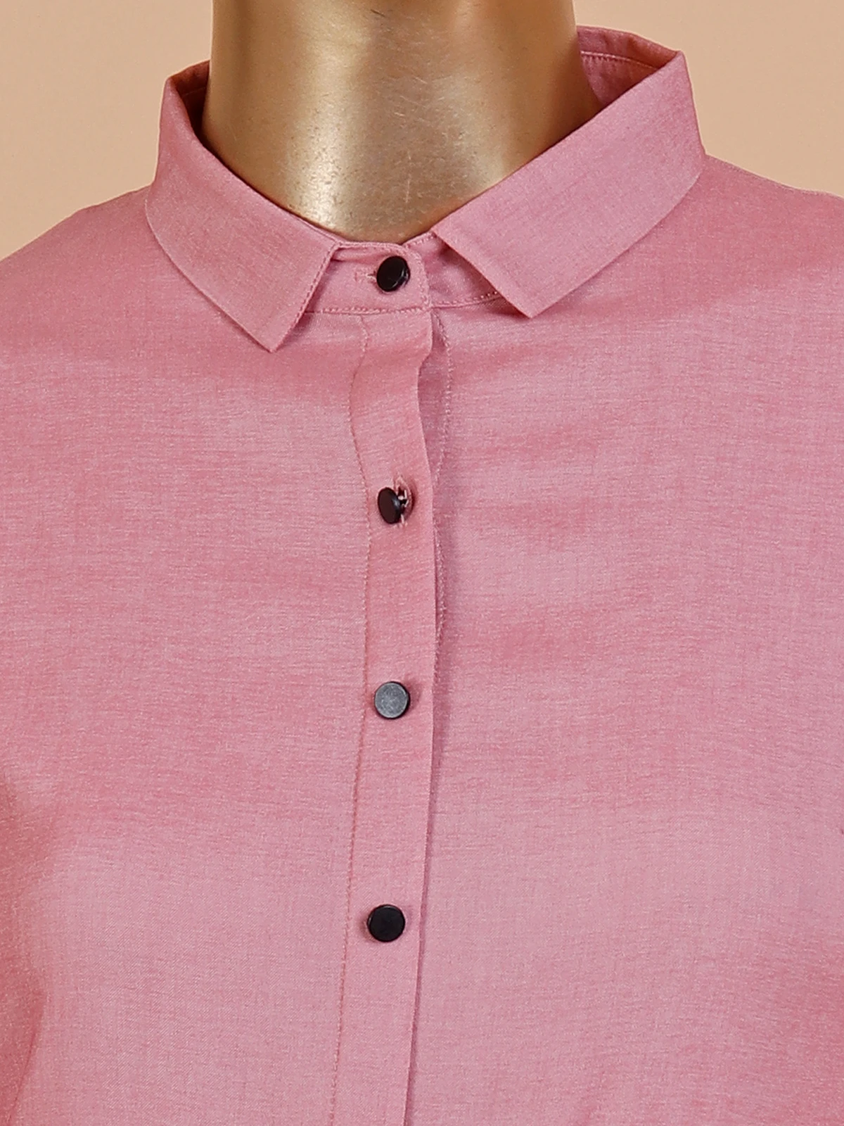 Pink Color Cotton Dress In Plain 2 Pink Color Cotton Dress In Plain - Image 2