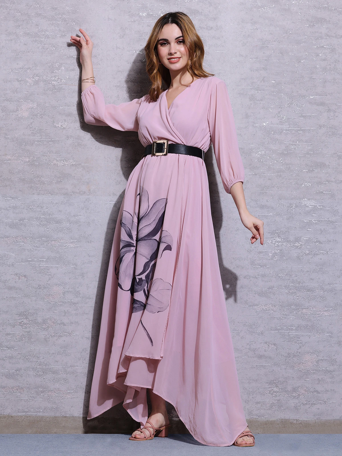 Pink Nine Floral Printed Pink Dress 2 Pink Nine Floral Printed Pink Dress - Image 2