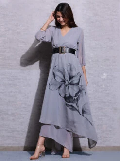 Pink Nine Grey Georgette Printed Dress -Saree Luxe Shop pink nine grey georgette printed dress 1698060316pl 04666 3