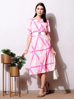 Pink Nine Peach And Pink Printed Dress
