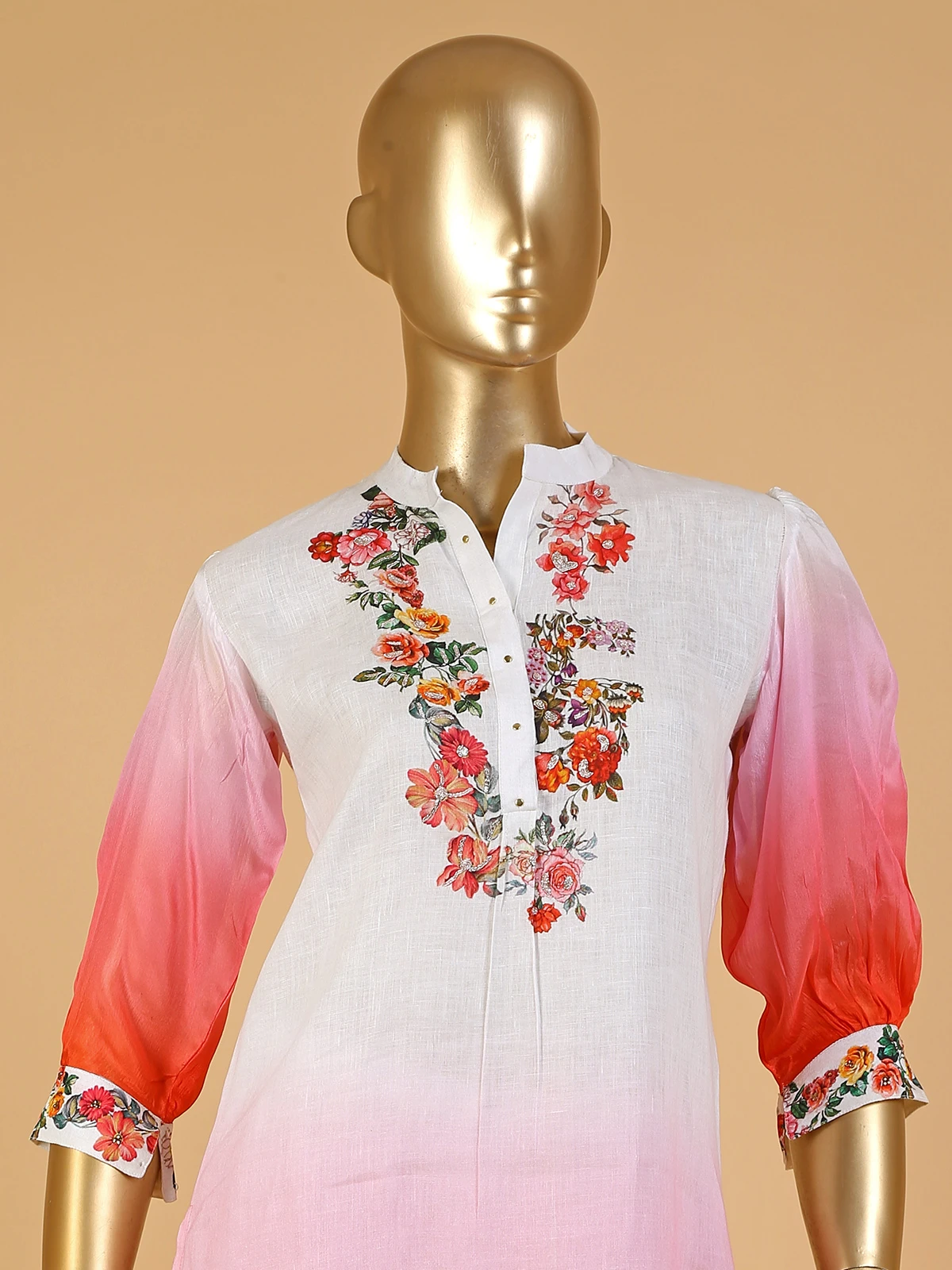 Pink Shaded Cotton Linen Printed Co Ord Set