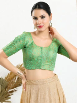 Pista Green Jacquard Blouse -Saree Luxe Shop pista green jacquard blouse 1684140476x 1126 elb pista green 3