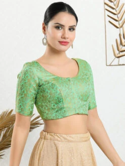 Pista Green Jacquard Blouse -Saree Luxe Shop pista green jacquard blouse 1684140476x 1126 elb pista green 5
