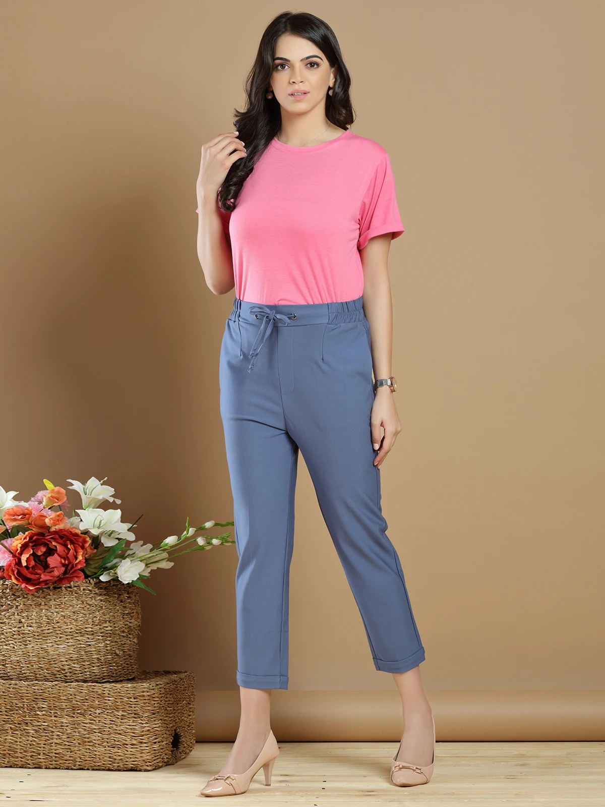 Plain Cotton Casual Wear Aqua Blue Pant 5 Plain Cotton Casual Wear Aqua Blue Pant - Image 5
