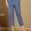 Plain Cotton Casual Wear Aqua Blue Pant