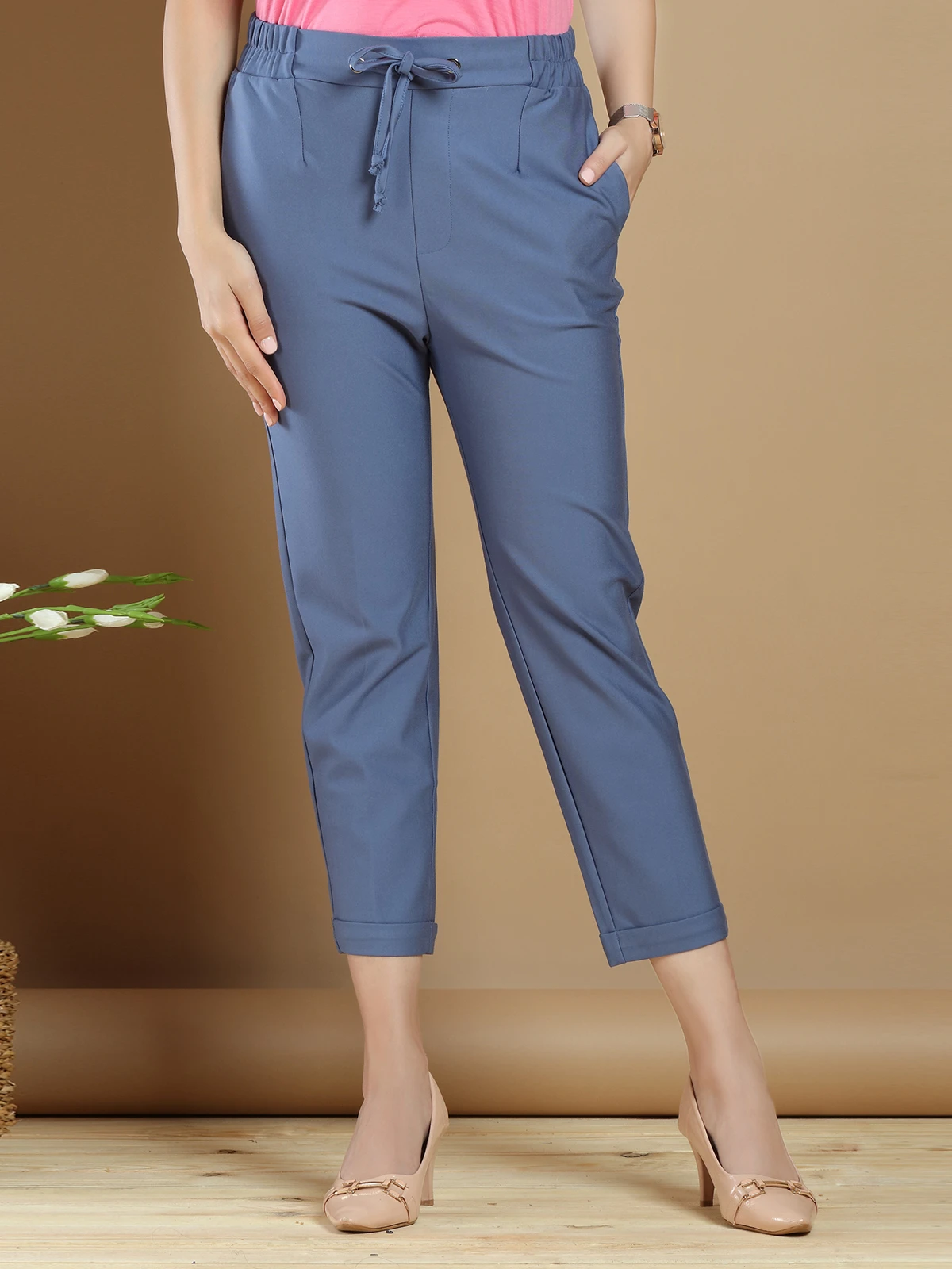 Plain Cotton Casual Wear Aqua Blue Pant 1 Plain Cotton Casual Wear Aqua Blue Pant