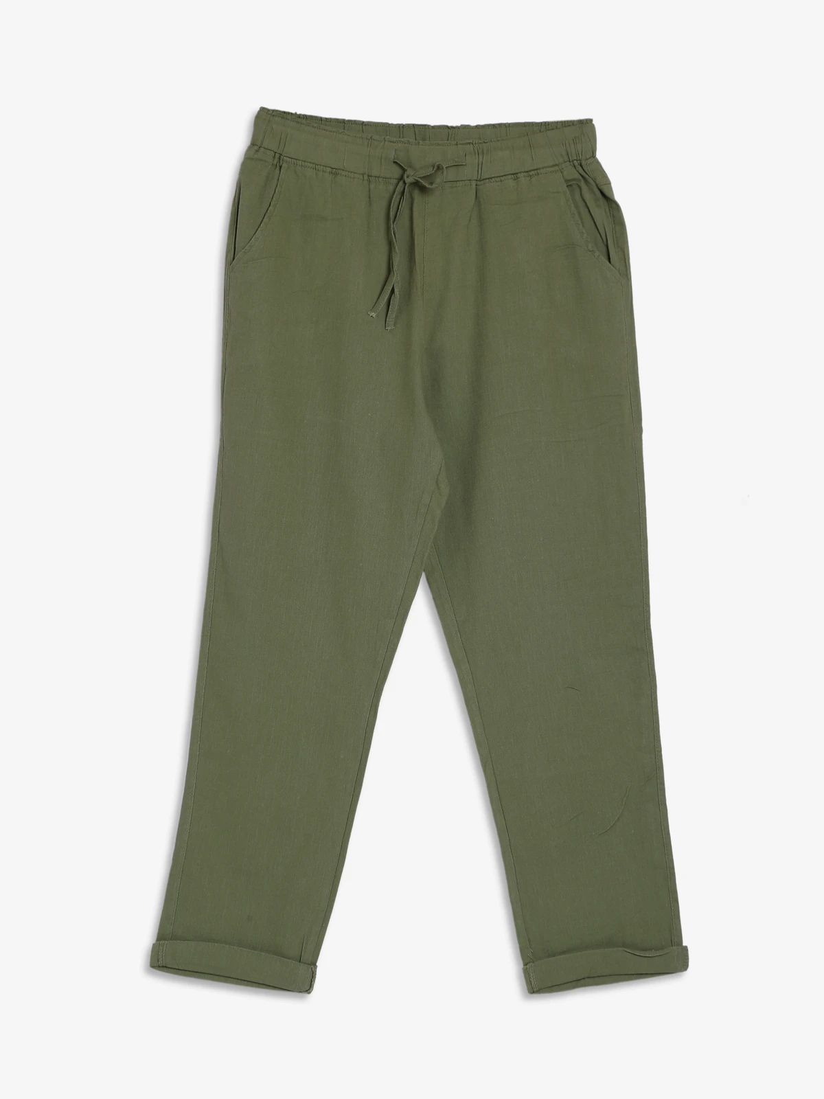 Global Republic Plain Cotton Olive Lower Pant 2 Global Republic Plain Cotton Olive Lower Pant - Image 2