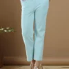 Powder Blue Cotton Casual Look Plain Pant