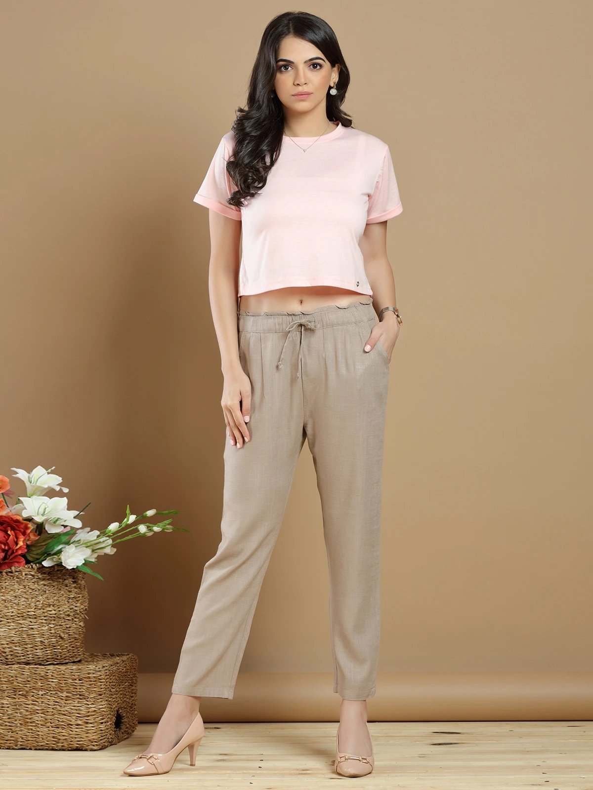 Pretty Linen Pant For Causal Wear In Fawn Beige 5 Pretty Linen Pant For Causal Wear In Fawn Beige - Image 5